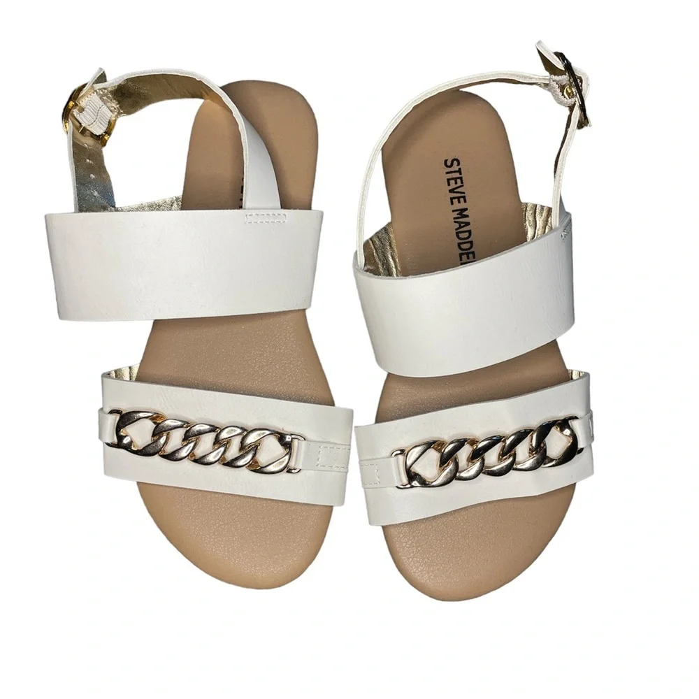 STEVE MADDEN KID'S WHITE DARCY CHAIN SANDAL NWOT